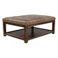 Massoud Cocktail Leather Ottoman with Trays in Hornback Taupe, , large