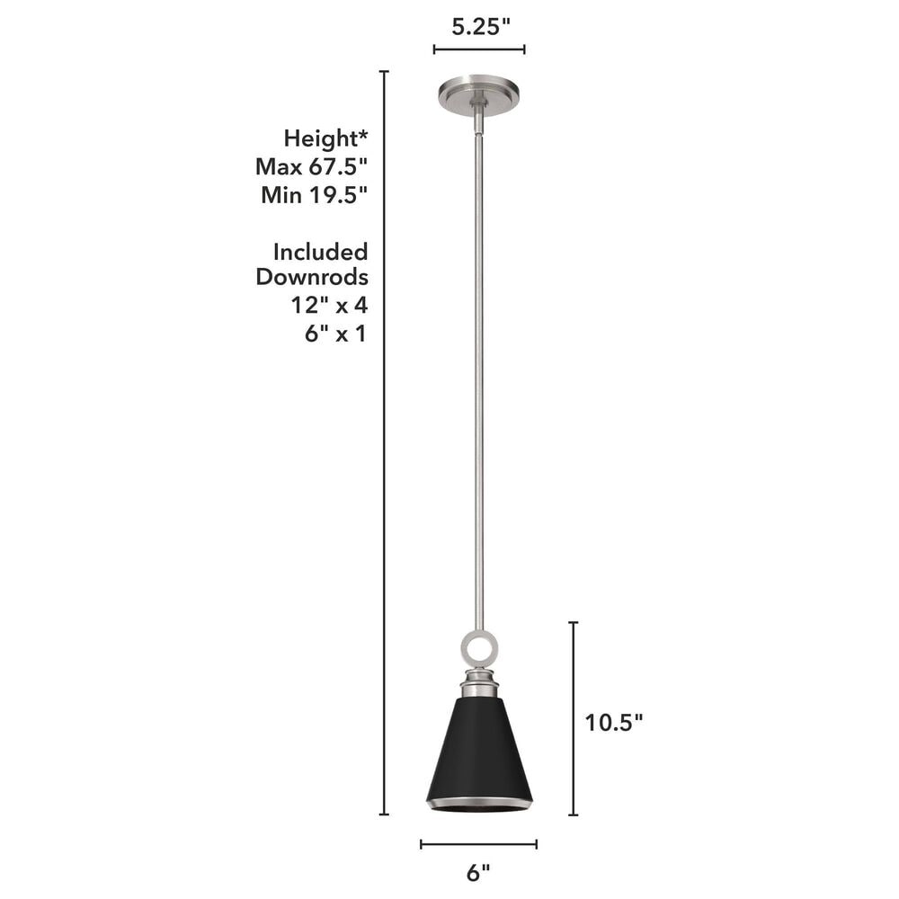 Hunter Klein 6&quot; 1-Light Pendant in Brushed Nickel, , large