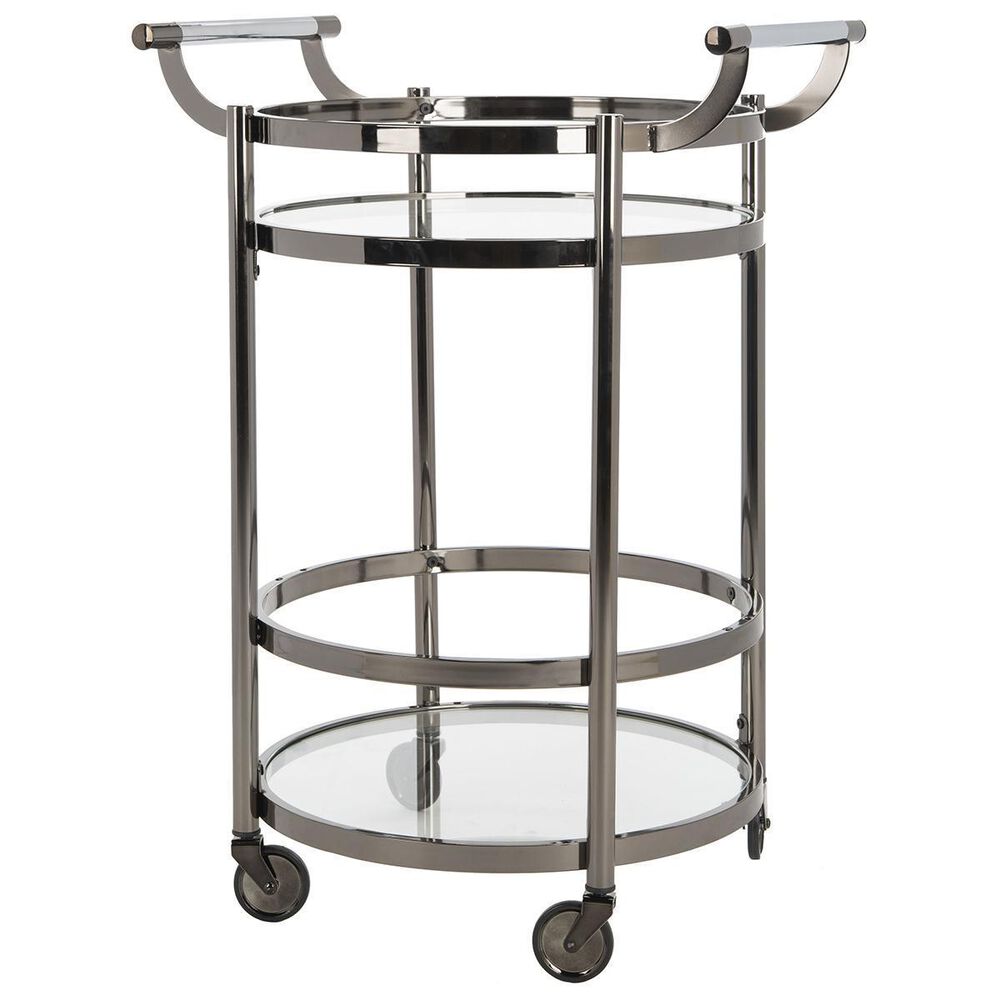 Safavieh Sienna 2-Tier Round Bar Cart in Black Nickel, , large