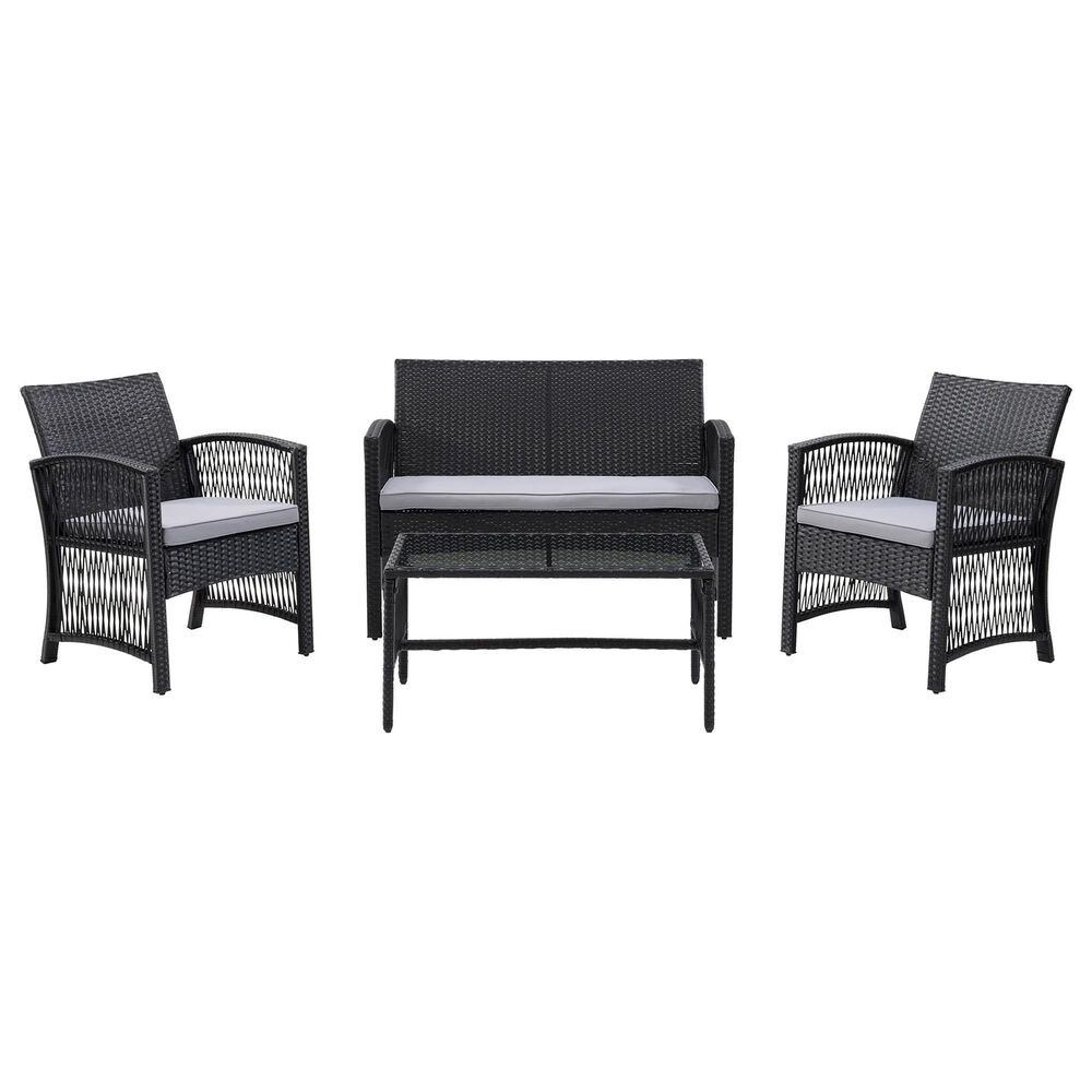 CorLiving Parksville 4-Piece Patio Sofa Set in Black, , large