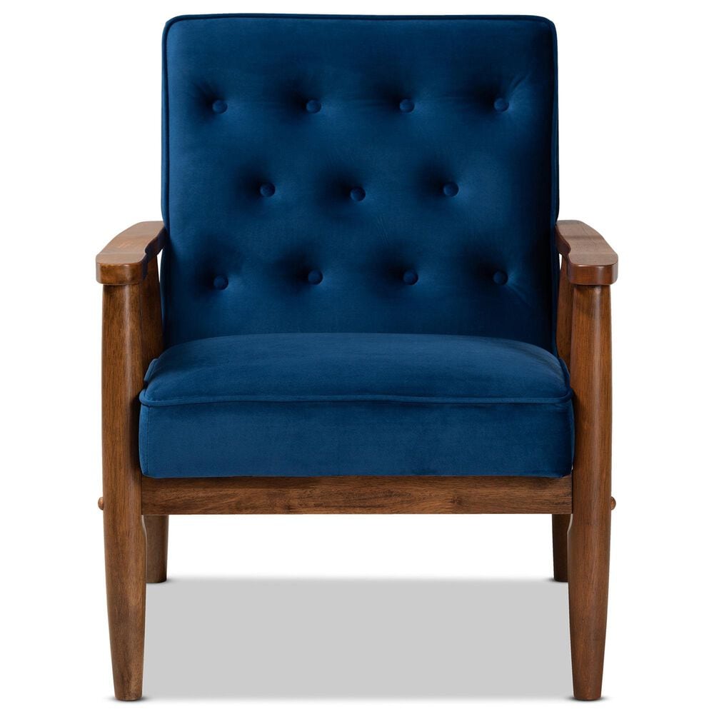 Baxton Studio Sorrento Arm Chair in Navy Blue, , large