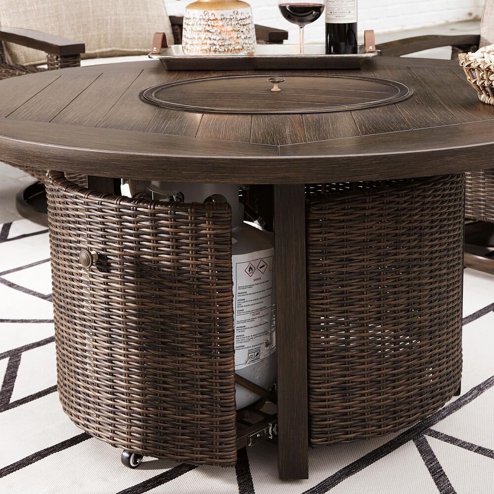 Ashley Paradise Trail 5-Piece Fire Pit Chat Set in Beige, , large