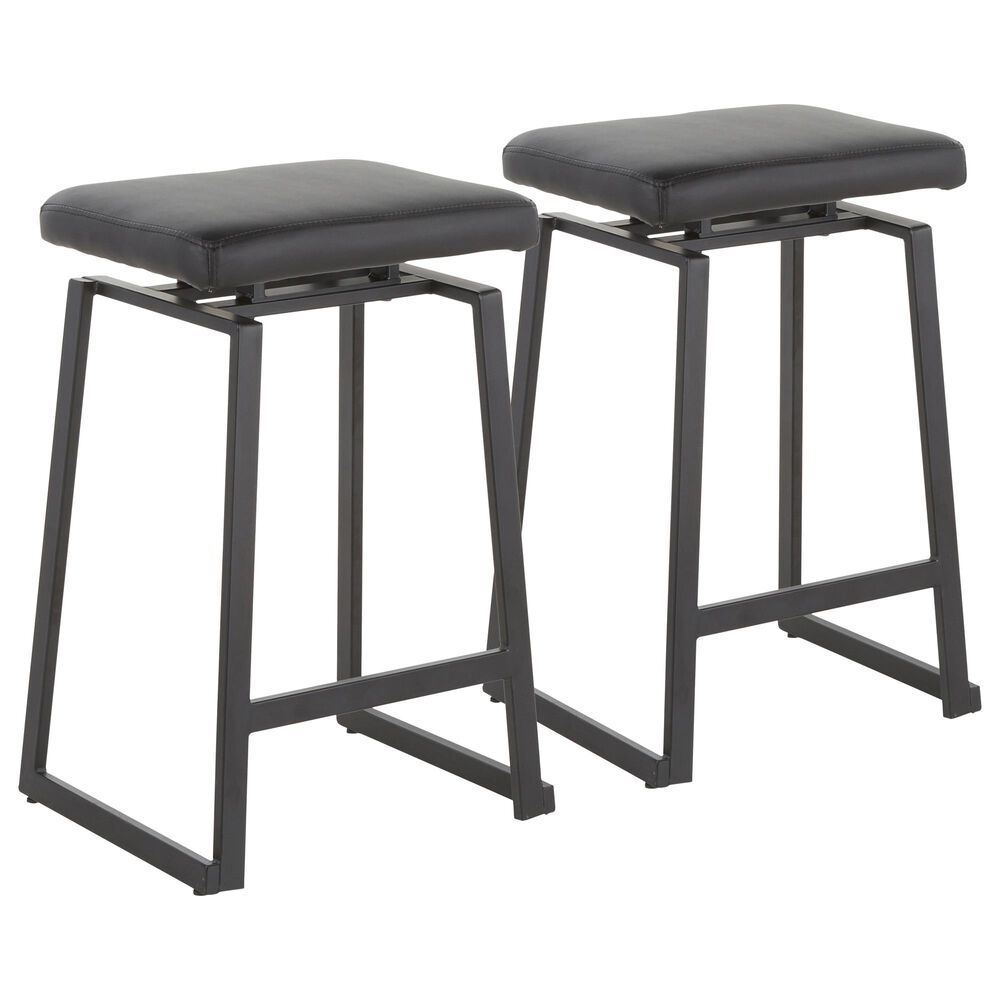 Lumisource Geo Counter Stool in Black/Black (Set of 2), , large
