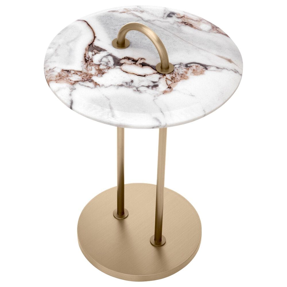 Eichholtz Zappa Side Table in Brushed Brass and White, , large