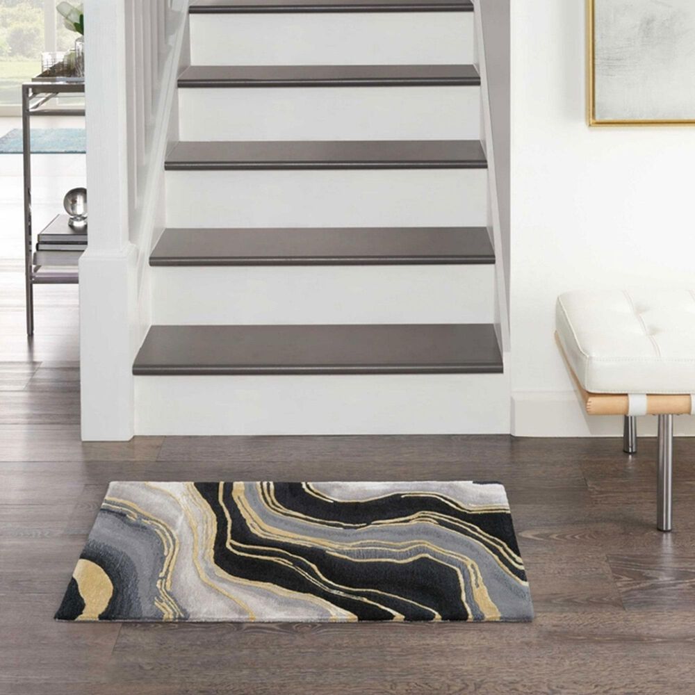 Nourison Prismatic Charcoal and Grey 2&#39; x 3&#39; Area Rug, , large