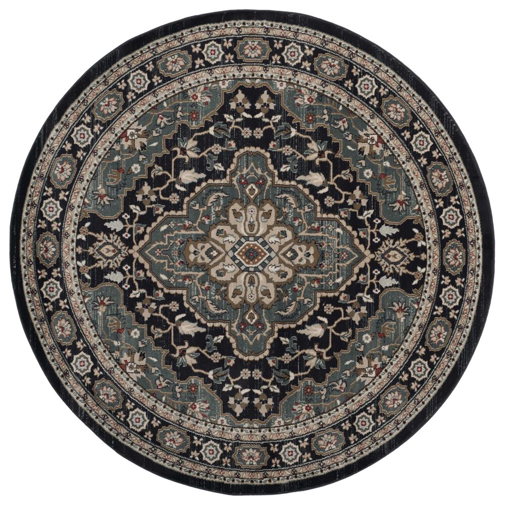 Safavieh Lyndhurst 7" Round Anthracite and Teal Area Rug, , large