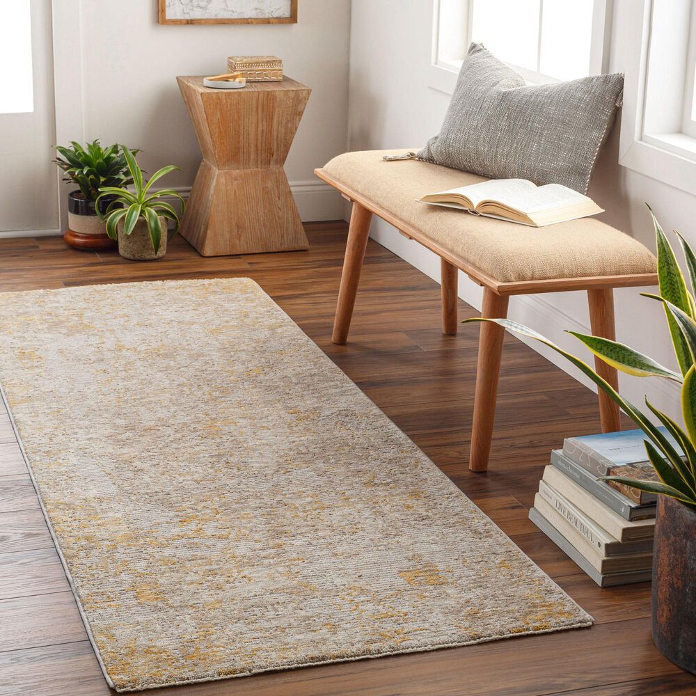 Surya Reina Light Gray, Light Brown, Medium Gray, Mustard and Tan 2&#39;7&quot; x 7&#39;3&quot; Runner, , large