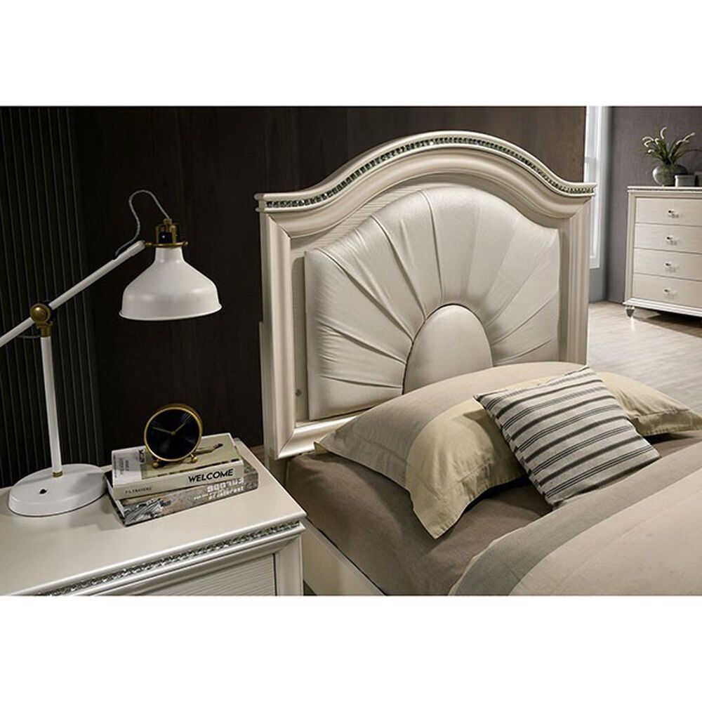 Furniture of America Allie 4-Piece Twin Bedroom Set in Pearl White, , large