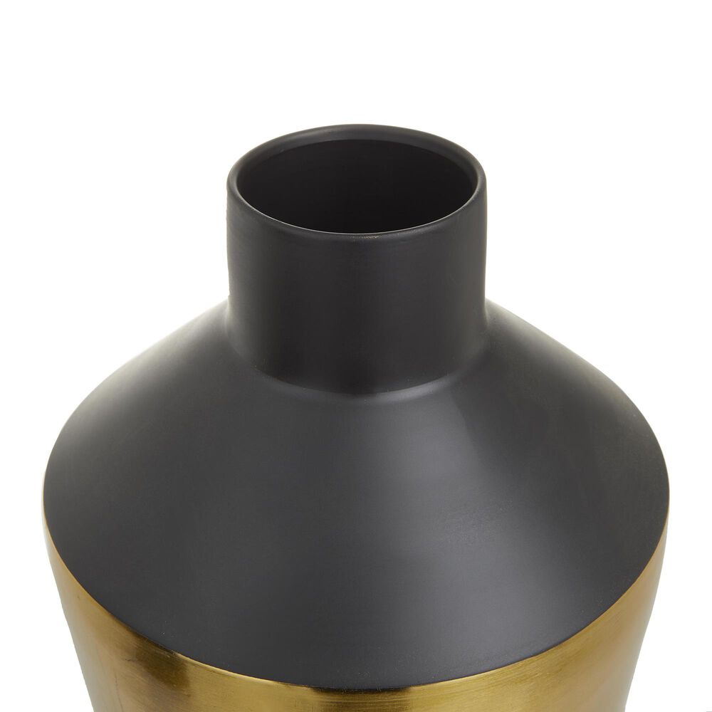 Maple and Jade 2-Piece Iron Decorative Vase Set in Matte Black and Gold, , large