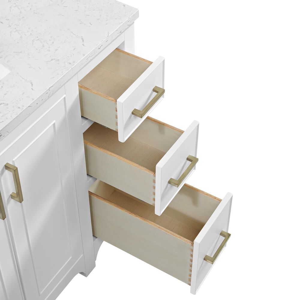 37B Lucerne 36" Single Bathroom Vanity Cabinet in Bright White with Marble Top and Backsplash, , large