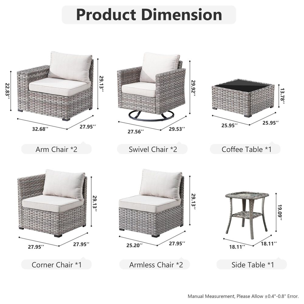 HOMLUX 9-Piece Wicker Sectional Patio Furniture Set in Beige, , large