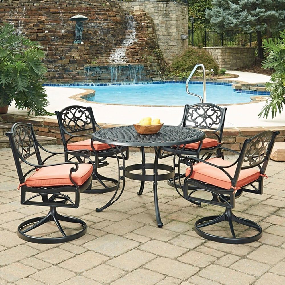 Homestyles Sanibel 5-Piece Dining Set with Swivel Chairs in Black, , large