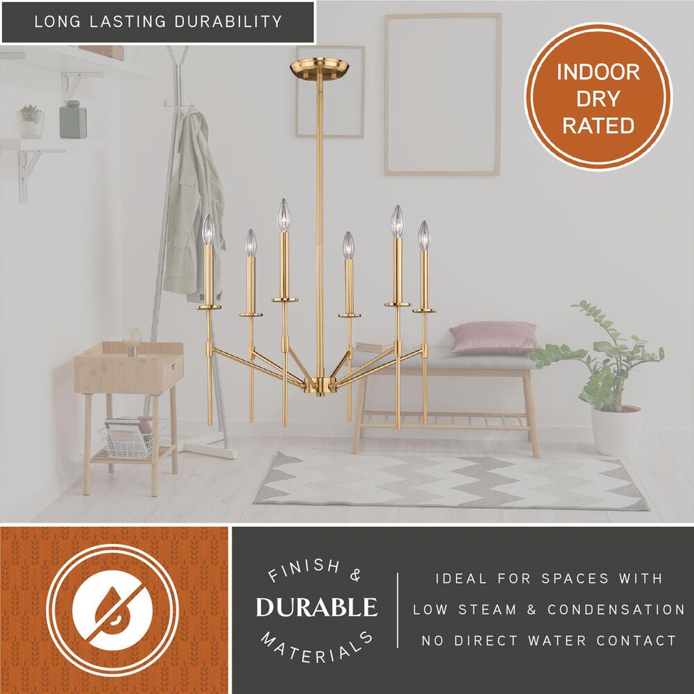 Vaxcel Kedzie 6-Light Chandelier in Natural Brass, , large