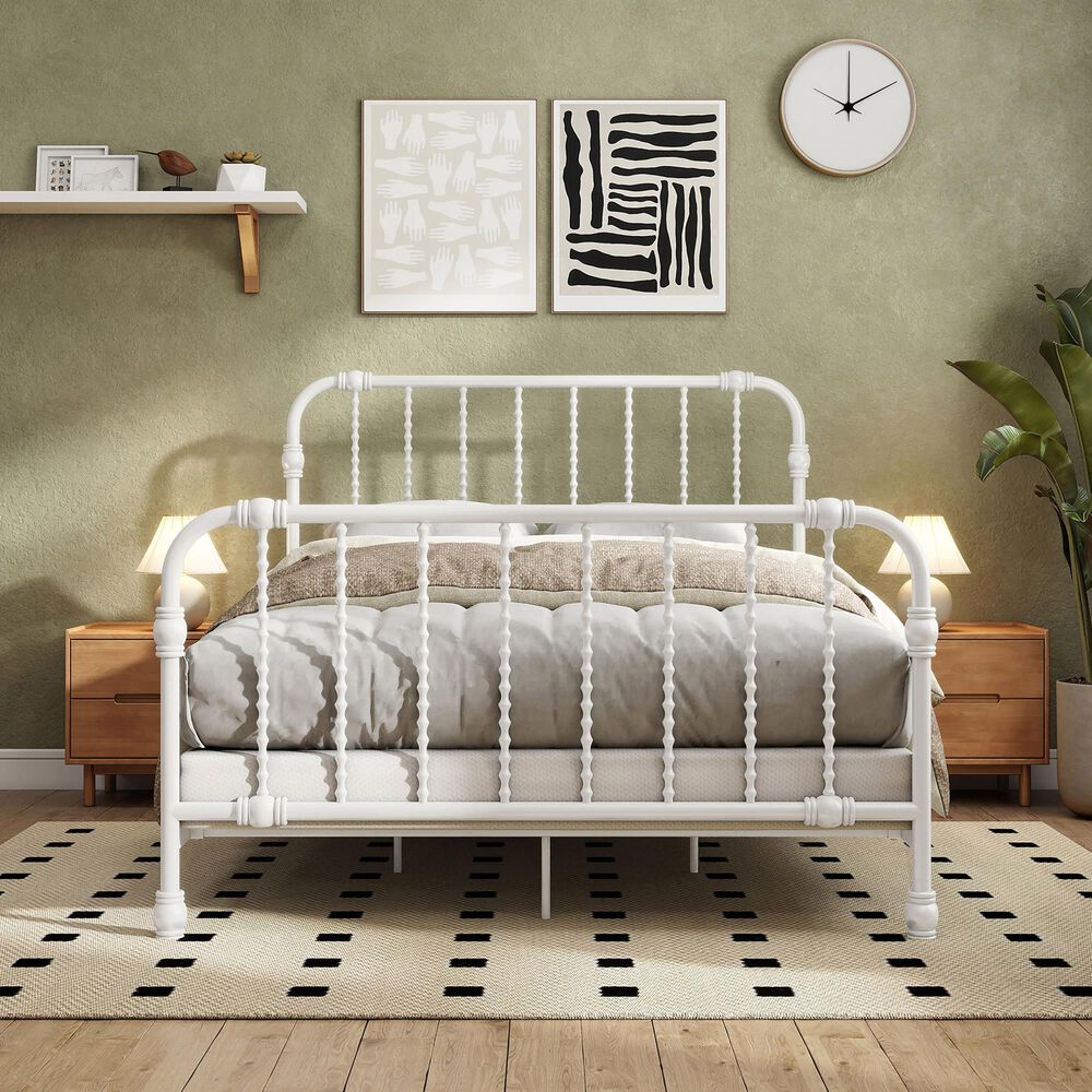 Furniture of America Wren Full Spindle Kids Bed in White, , large