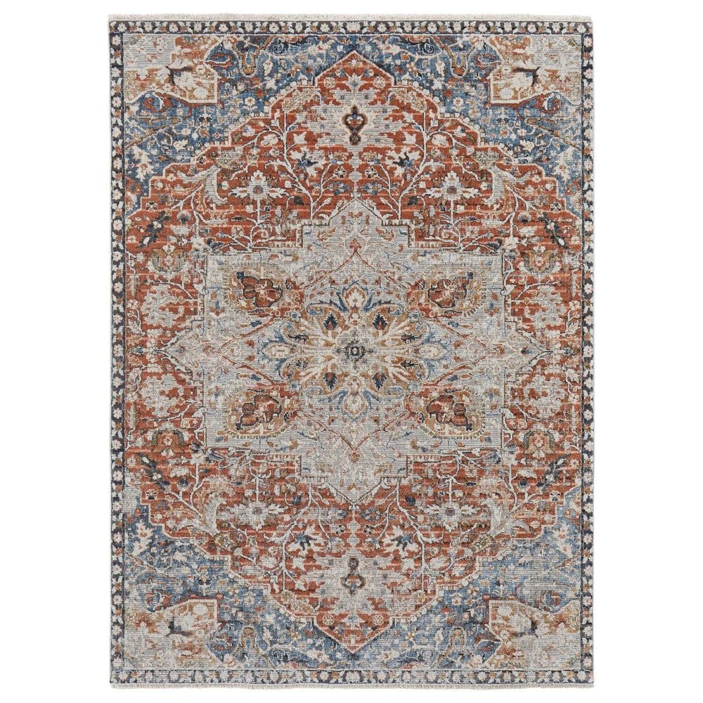 Feizy Kaia 12" x 15" Red and Blue Area Rug, , large