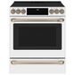 Cafe 30" Slide-In Front Control Induction and Convection Range in Matte White, , large