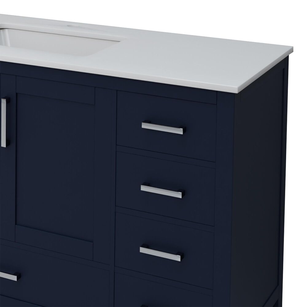 Lexora Home Jacques 84" Double Bathroom Vanity in Navy Blue with 2 cm White Cultured Marble Top and Rectangular Sinks, , large