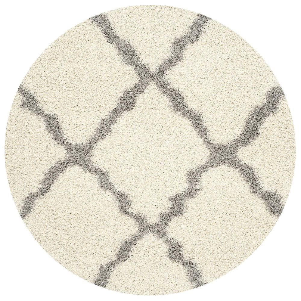 Safavieh Dallas Shag SGD257F-6R 6" x 6" Ivory/Grey Round Rug, , large