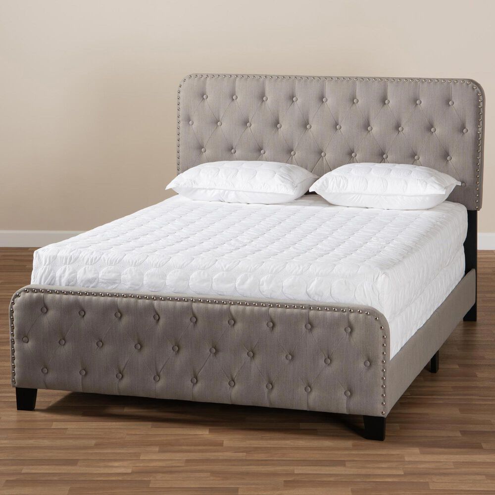 Baxton Studio Annalisa Full Panel Bed in Grey/Black, , large
