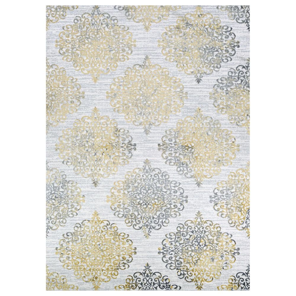 Couristan Calinda Montebello 2" x 3" Gold, Silver and Ivory Area Rug, , large