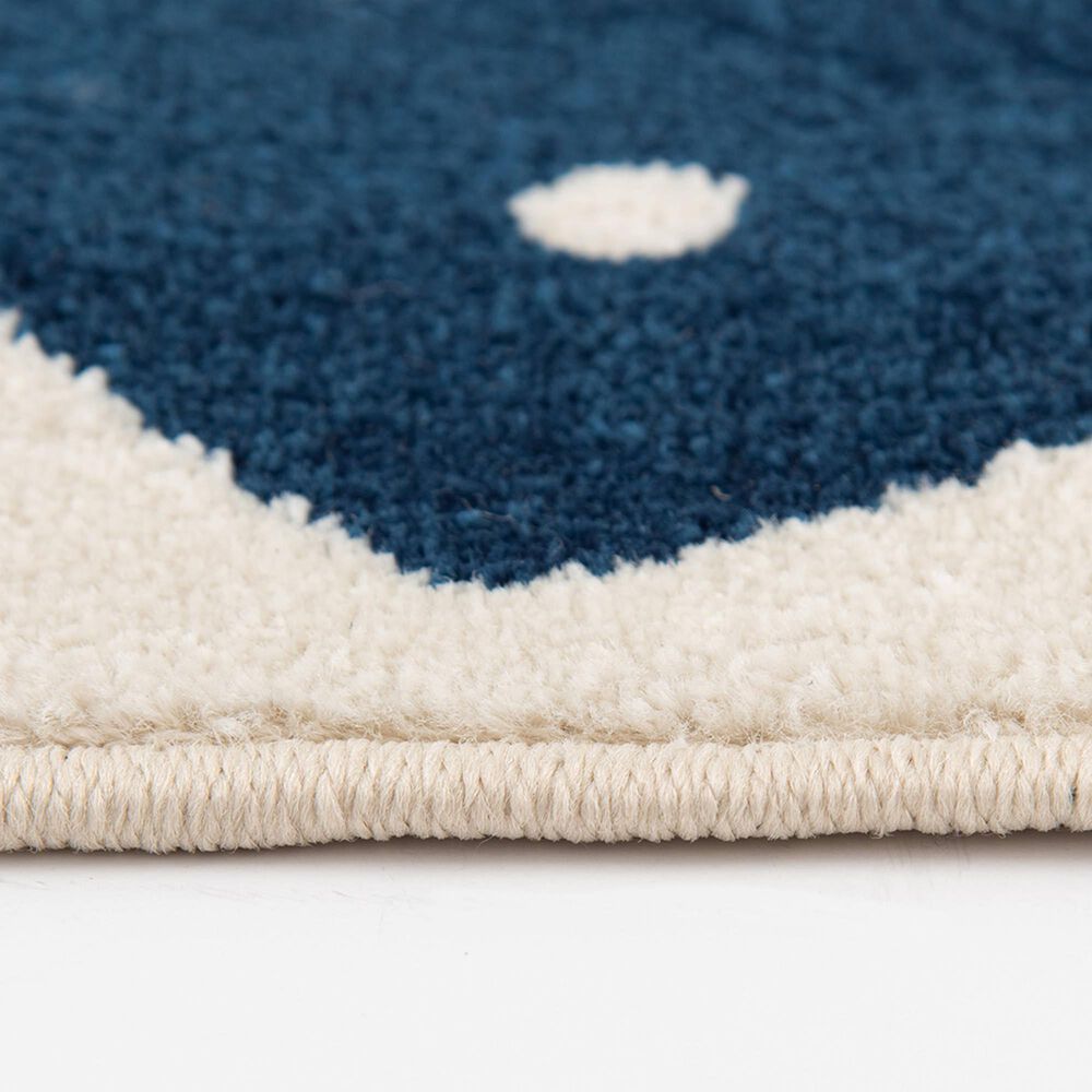 Central Oriental Terrace Tropic Friendly Fish 7&#39;10&quot; x 9&#39;10&quot; Snow and Sapphire Area Rug, , large
