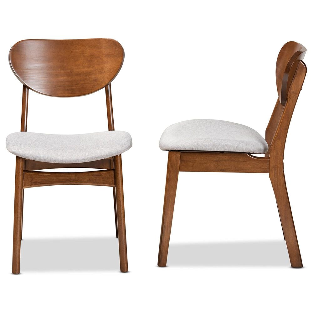Baxton Studio Katya Side Chair with Grey Cushion in Walnut Brown (Set of 2), , large