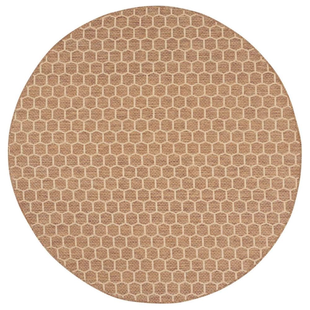 Nourison Twist Reversible 8" Round Natural Indoor/Outdoor Area Rug, , large