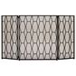 Maple and Jade Geometric Foldable Three Panel Fireplace Screen with Mesh Netting in Matte Black, , large