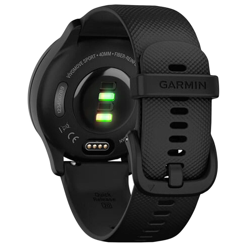 Garmin vivomove Sport Smartwatch in Black Case and Silicone Band with Slate Accents, , large