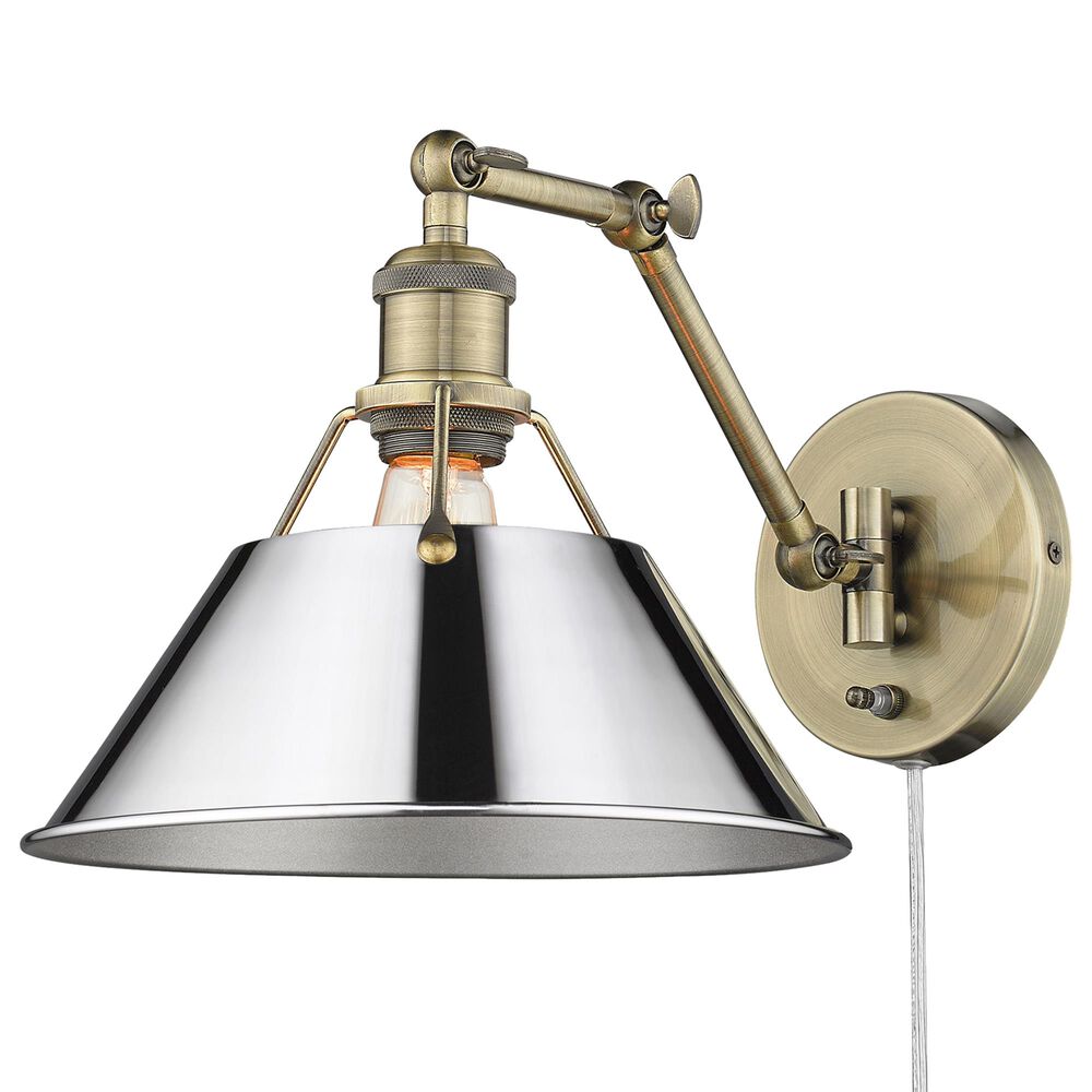 Golden Lighting Orwell 1-Light Wall Sconce in Aged Brass and Chrome, , large