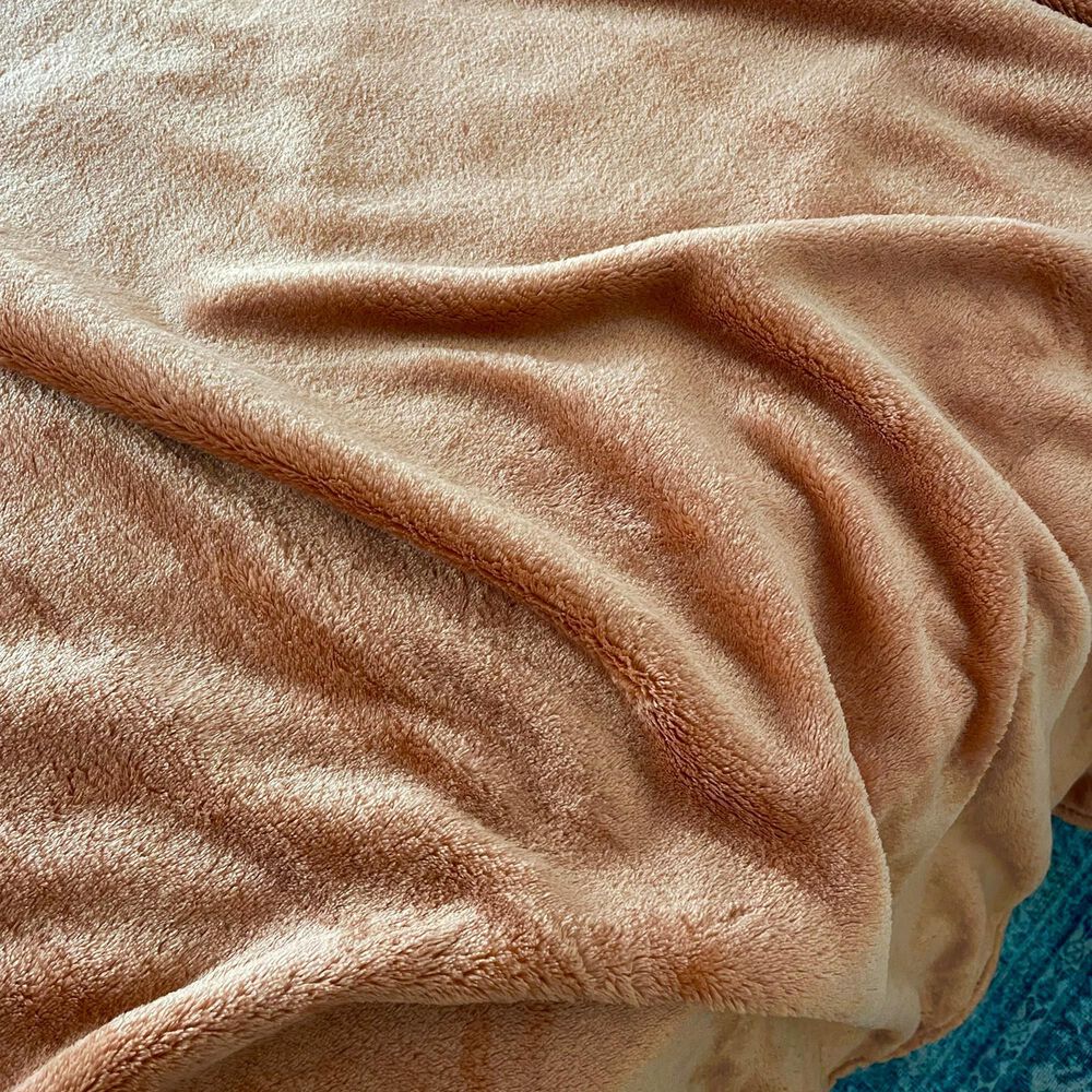 Peking Handicraft 90&quot; x 108&quot; Queen Plush Blanket in Tan Clay, , large