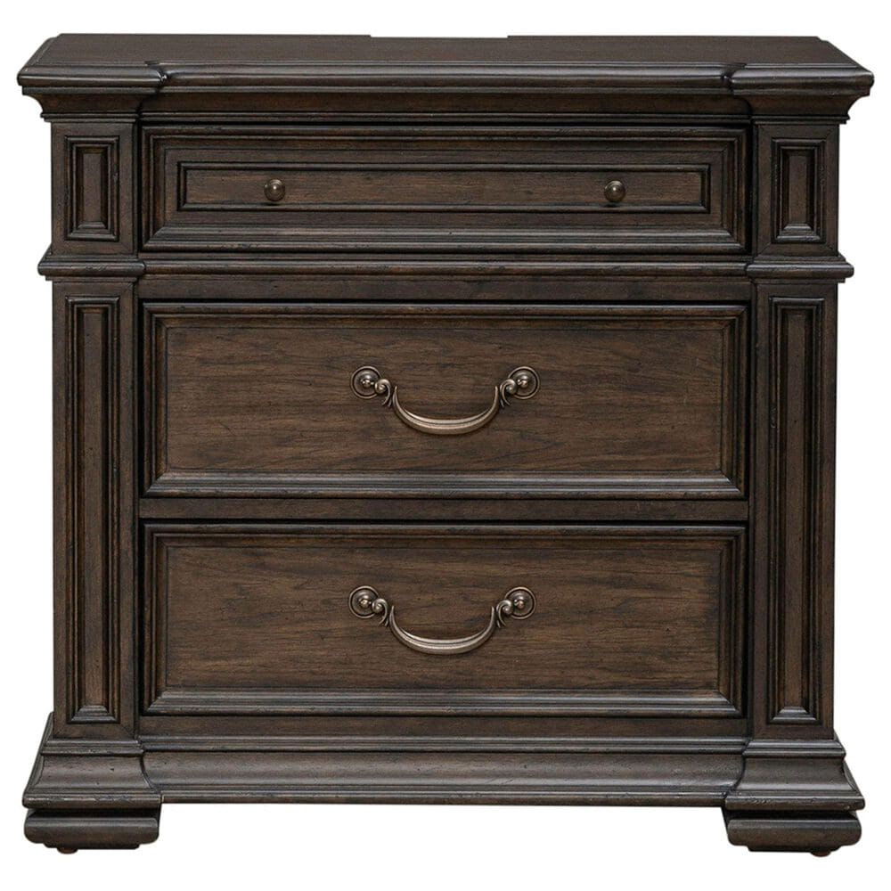 Belle Furnishings Provence Park 3-Piece Queen Upholstered Shelter Bedroom Set with Two Nightstands in Chateau Brown, , large
