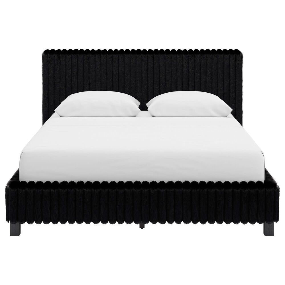 Ashley Zuraleus Queen Upholstered Platform Bed with Two Nightstands in Matte Black, , large