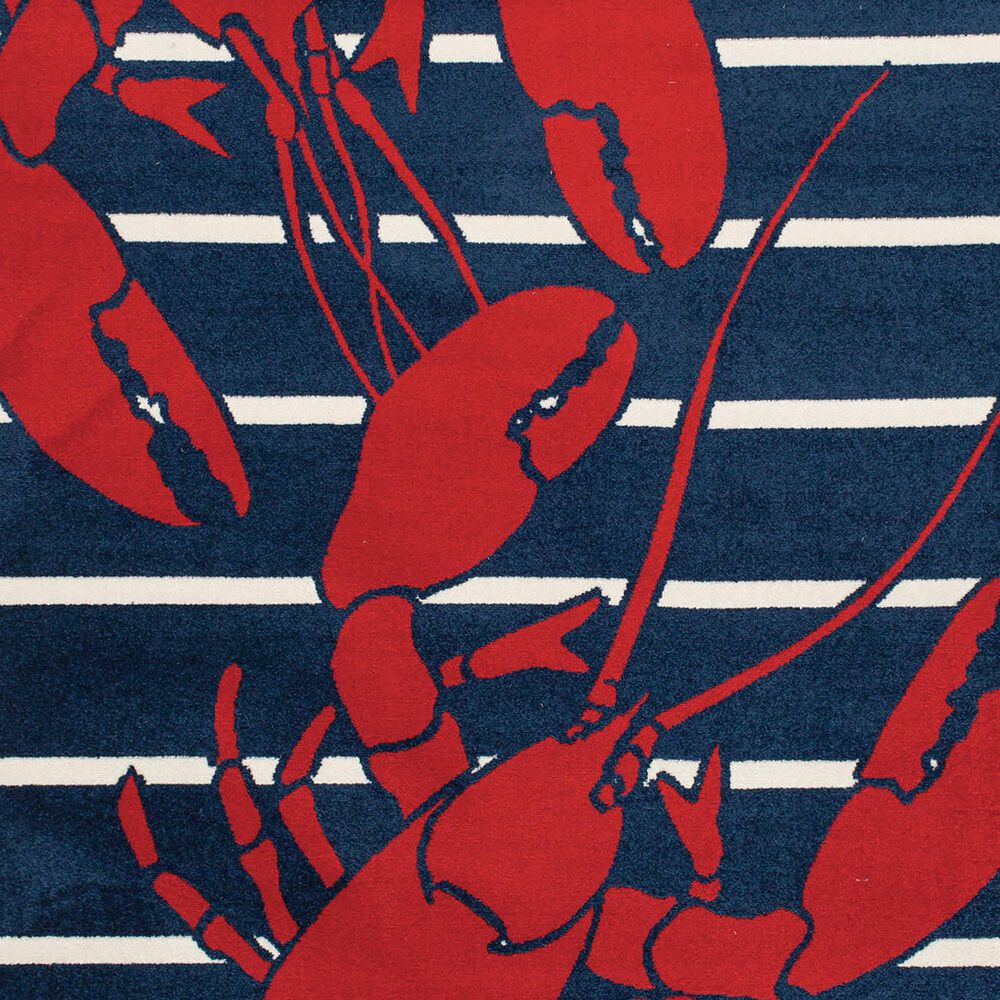 Central Oriental Terrace Tropic Lively Lobsters 5&#39; x 7&#39;3&quot; Sapphire and Snow Area Rug, , large