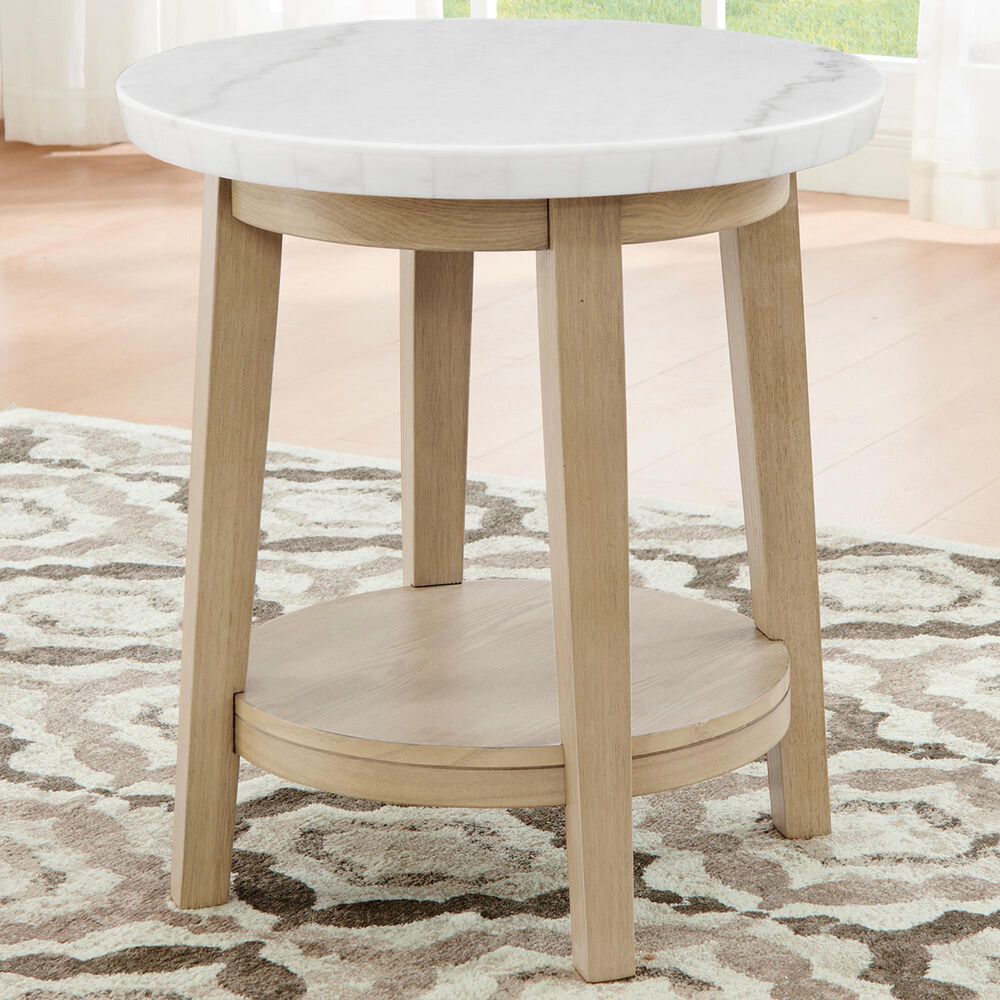 Crystal City Vida End Table in Burnished Blonde and White, , large