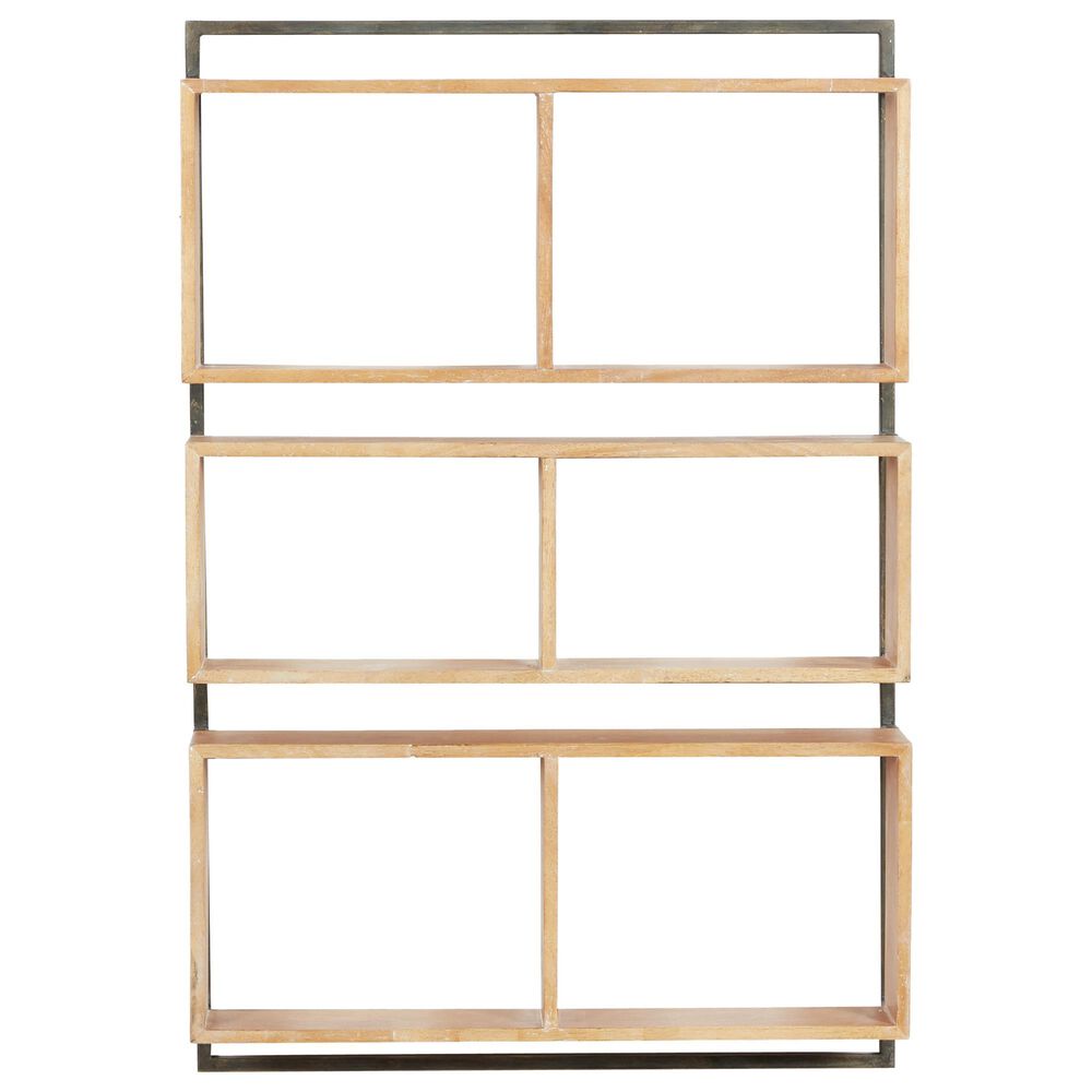 Maple and Jade 24&quot; x 35&quot; Wall Shelf in Natural Brown and Black, , large