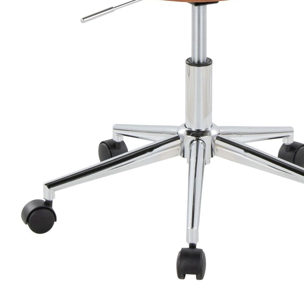 LumiSource Curvo Swivel Task Chair with Camel Faux Leather Cushion in Chrome, , large