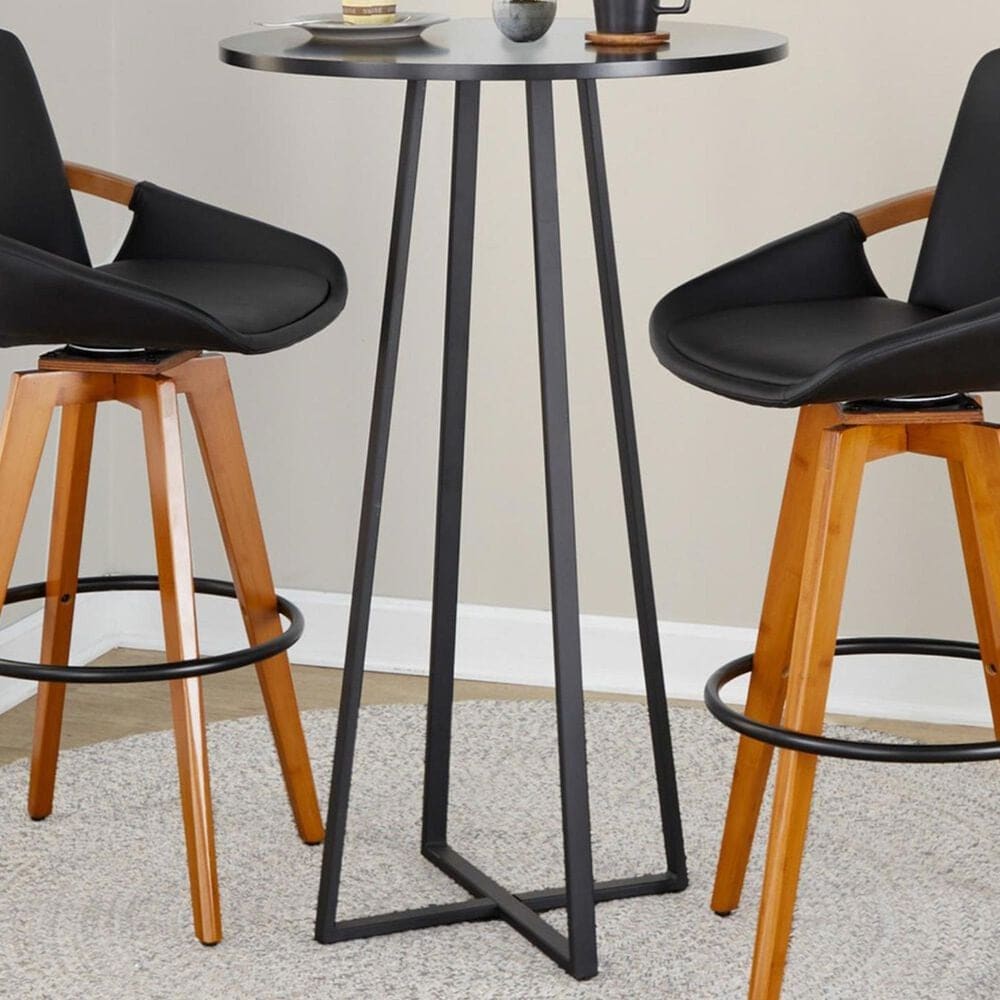 LumiSource Cosmo Bar Table in Black Metal and Black Wood, , large