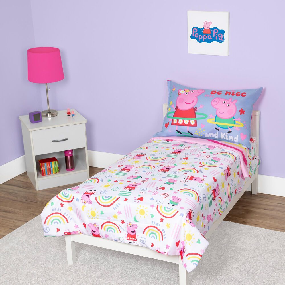 Nojo Baby and Kids Peppa Pig 4-Piece Toddler Bed Set in Pink, Red, Lavender, Yellow and Blue, , large