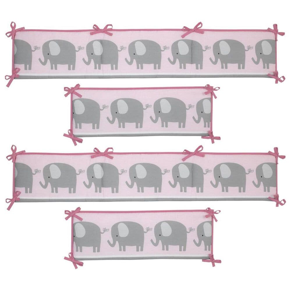 Lambs and Ivy Eloise 4-Piece Baby Crib Bumper in Pink and Gray, , large