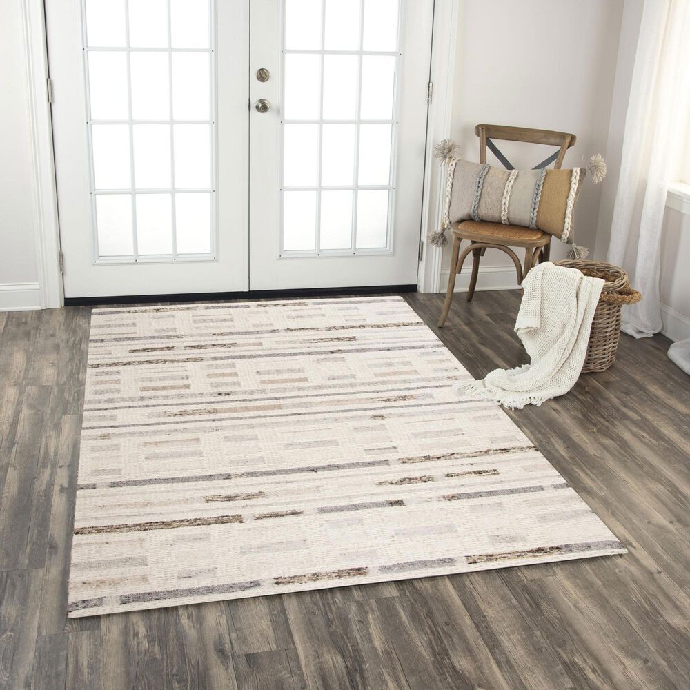 RIZZY Nova Silver, Ivory, Beige and Brown 4' x 6' Area Rug, , large