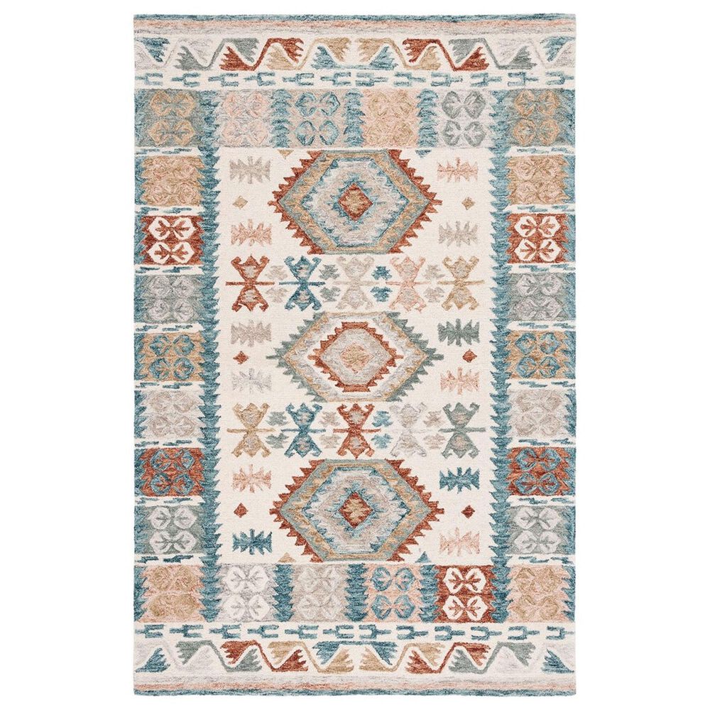 Safavieh Micro-Loop 3" x 5" Ivory and Blue Area Rug, , large