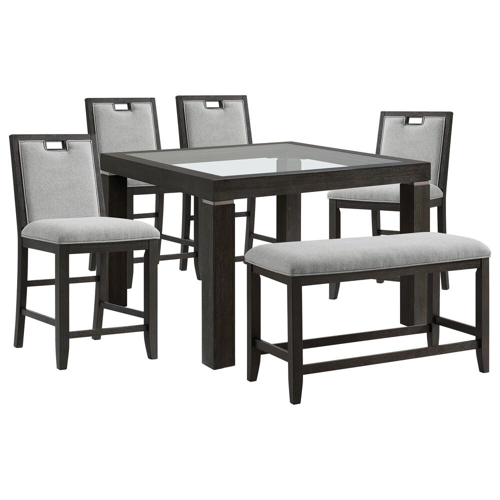 Mayberry Hill Elodie 6-Piece Square Dining Set in Charcoal, , large