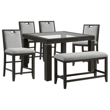 Mayberry Hill Elodie 6-Piece Square Dining Set in Charcoal, , large