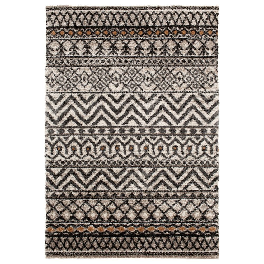 Central Oriental Tulsa Nicole 7"10" x 9"10" White Sand and Armor Grey Area Rug, , large