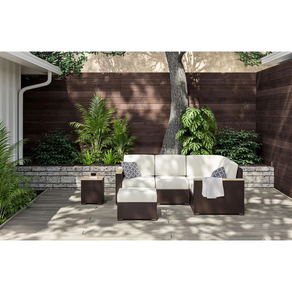 Homestyles Palm Springs 3-Piece Patio Sectional Set in Brown, , large
