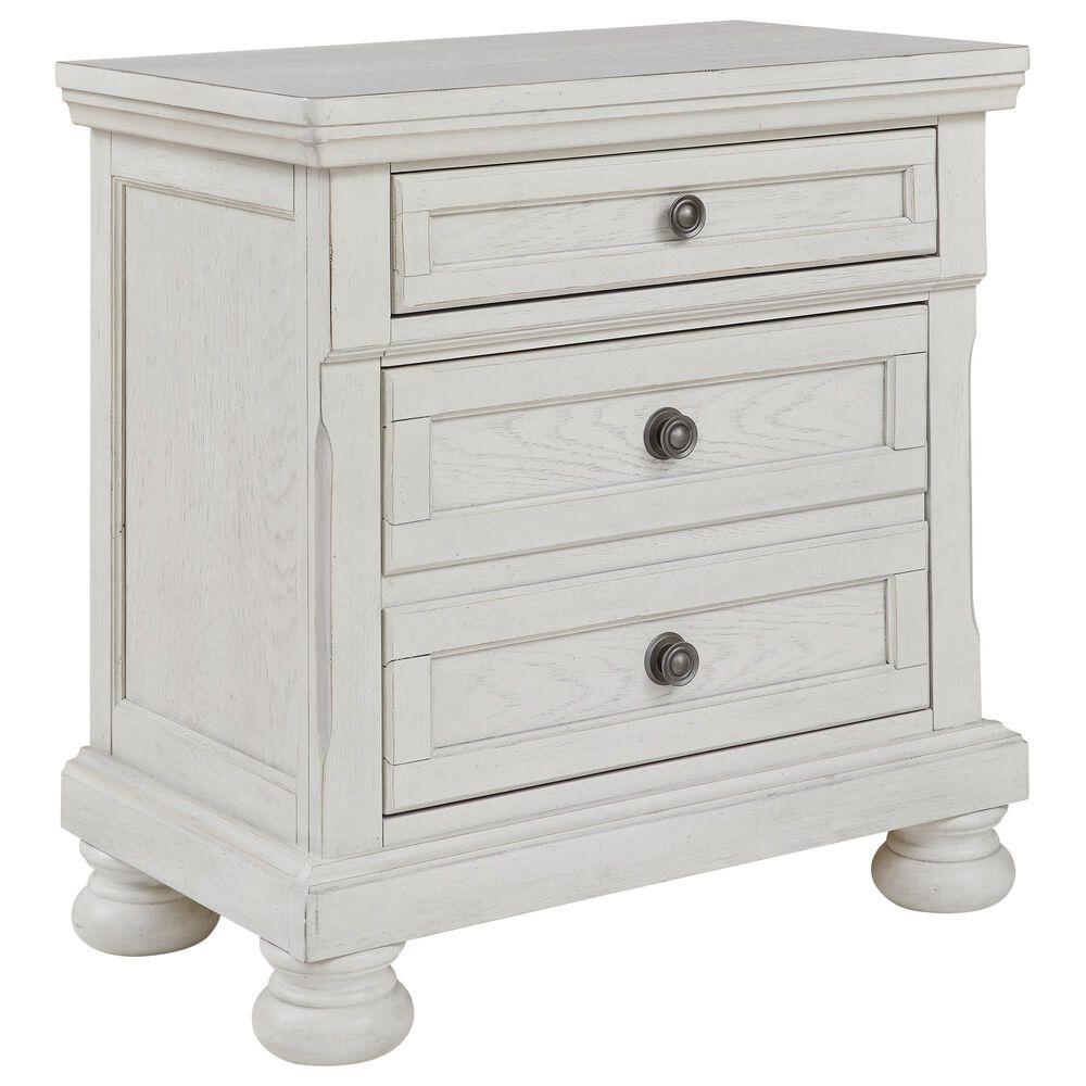 Ashley Robbinsdale King Storage Bed and Two Nightstands in Antique White, , large