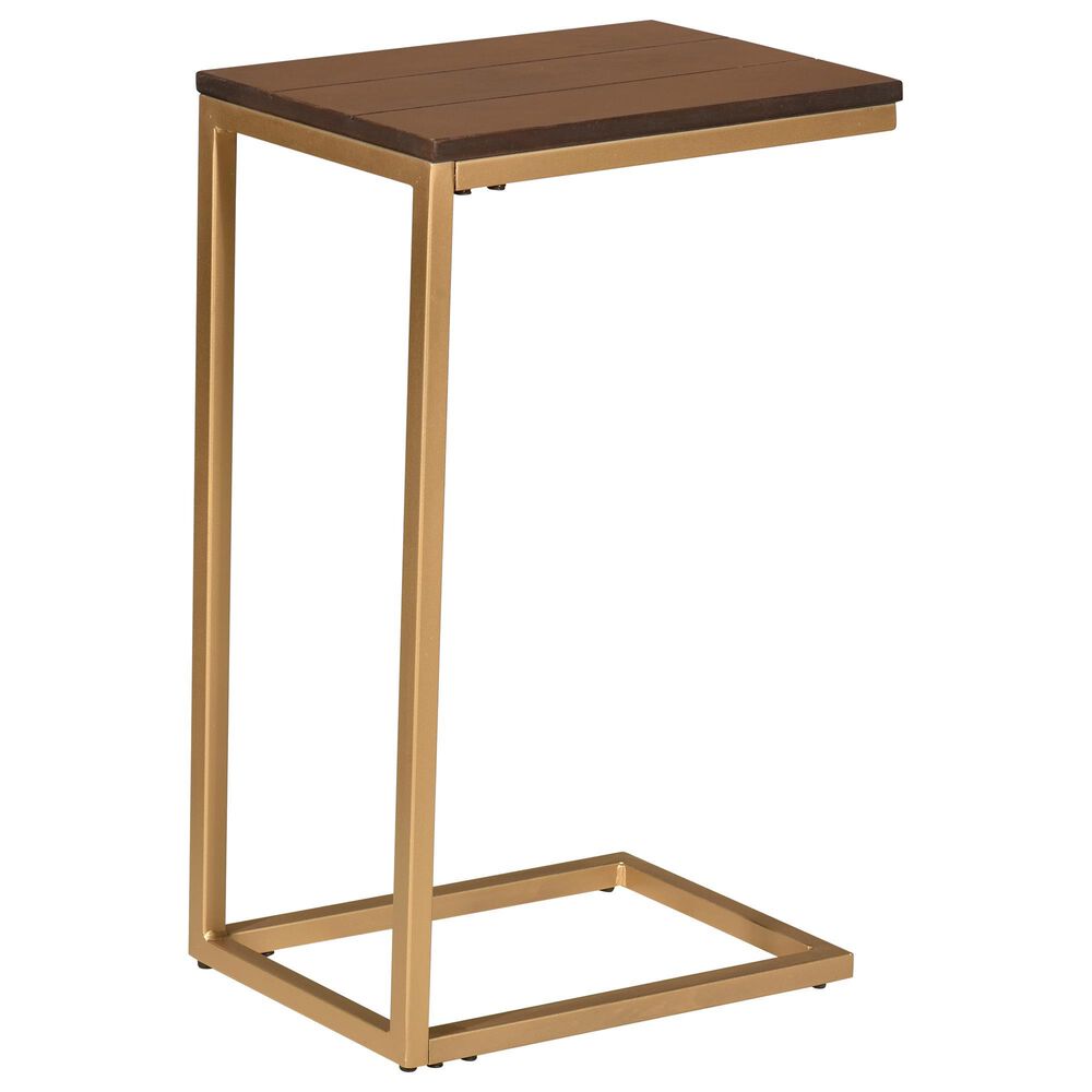 Carolina Chair and Table Aggie Tray Table in Elm Wood and Gold, , large
