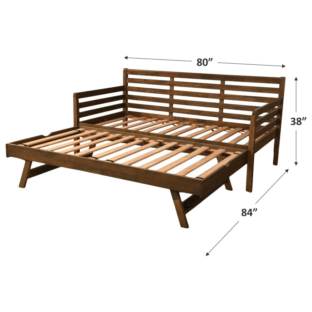 Kodiak Boho Twin Daybed with Pop Up Trundle in Rustic Walnut, , large