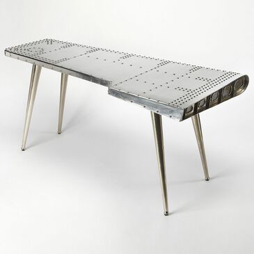 Butler Midway Aviator Writing Desk in Silver, , large